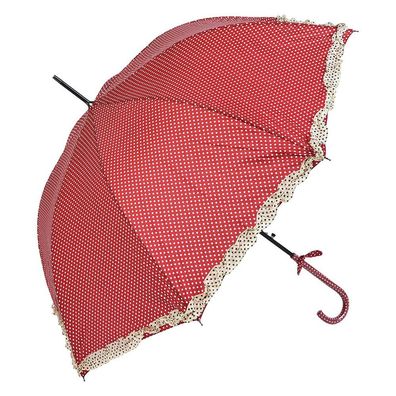 Clayre & Eef Erwachsenen-Regenschirm Ø 90 cm Rot Polyester Punkte