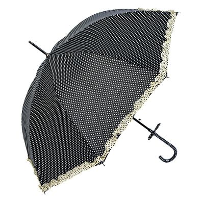Clayre & Eef Erwachsenen-Regenschirm Ø 90 cm Schwarz Polyester Punkte