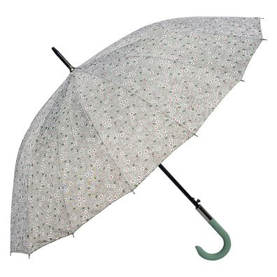 Clayre & Eef Erwachsenen-Regenschirm 90 cm Grün Polyester Blumen