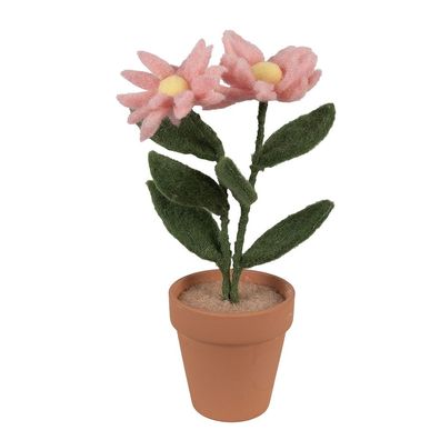 Clayre & Eef Dekoration Blume 8x8x26 cm Rosa Textil (Gr. 8x8x26 cm)