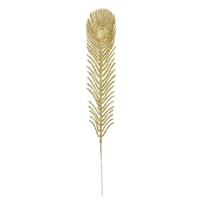 Clayre & Eef Dekoration Feder 7x42 cm Goldfarbig Kunststoff (Gr. 7x1x42 cm)