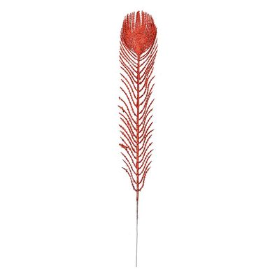 Clayre & Eef Dekoration Feder 7x42 cm Rot Kunststoff (Gr. 7x1x42 cm)