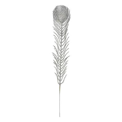 Clayre & Eef Dekoration Feder 7x42 cm Silberfarbig Kunststoff (Gr. 7x1x42 cm)