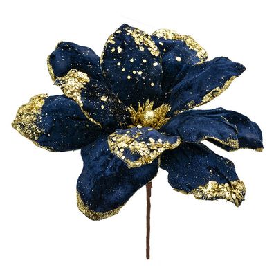 Clayre & Eef Kunstblume Weihnachtsstern Ø 24x27 cm Blau Kunststoff (Gr. Ø 24x27 cm)