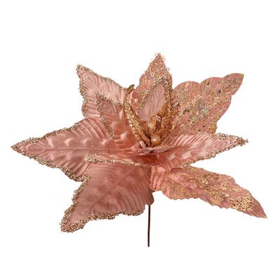 Clayre & Eef Kunstblume Weihnachtsstern Ø 44x58 cm Rosa Kunststoff (Gr. Ø 44x58 cm)
