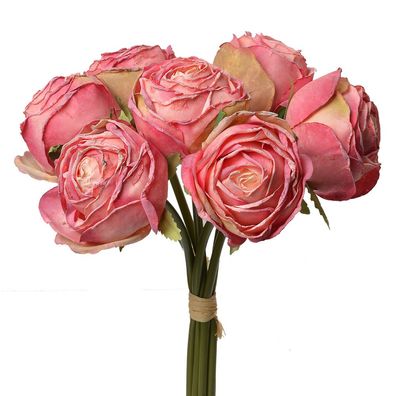 Clayre & Eef Kunstblume 34 cm Rosa Kunststoff Rosen (Gr. 16x14x34 cm)