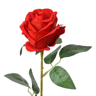 Clayre & Eef Kunstblume Rose 50 cm Rot Baumwolle (Gr. 8x8x50 cm)