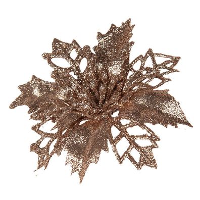 Clayre & Eef Kunstblume Weihnachtsstern Ø 9x2 cm Kupferfarbig Kunststoff