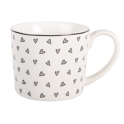 Clayre & Eef Tasse 275 ml Weiß Porzellan Herzen (Gr. 12x8x7 cm / 275 ml)