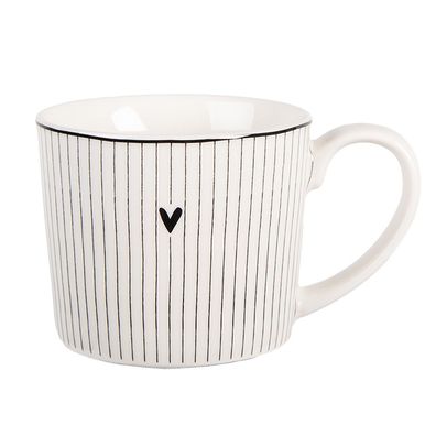 Clayre & Eef Tasse 275 ml Weiß Porzellan Herz (Gr. 12x8x7 cm / 275 ml)