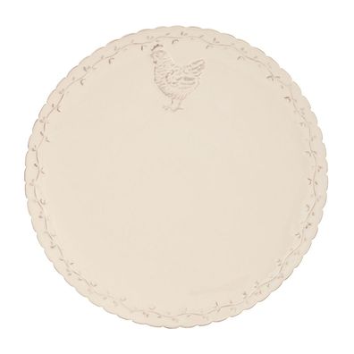 Clayre & Eef Speiseteller Ø 26 cm Beige Keramik Huhn (Gr. Ø 26x2 cm)