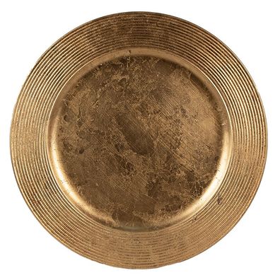 Clayre & Eef Unterteller Ø 33 cm Goldfarbig Kunststoff (Gr. Ø 33x1 cm)