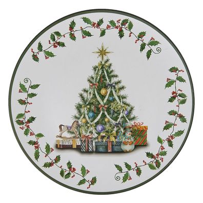Clayre & Eef Unterteller Ø 33 cm Grün Weiß Kunststoff Weihnachtsbaum (Gr. Ø 33x1 cm)