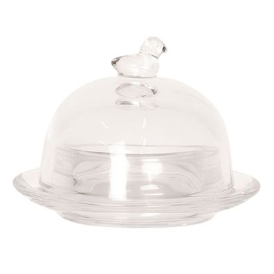 Clayre & Eef Butterdose Ø 9x7 cm Glas Vogel (Gr. Ø 9x7 cm)