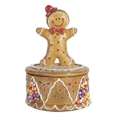 Clayre & Eef Vorratsglas Pfefferkuchenmann Ø 7x11 cm Braun Kunststoff (Gr. Ø 7x11 cm)