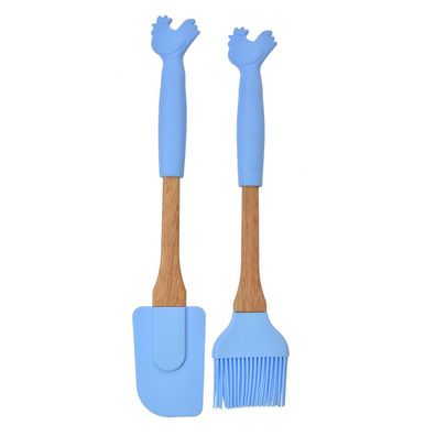 Clayre & Eef Küchenutensilien 2er-S Huhn 28x5 / 27x5 cm Blau Kunststoff