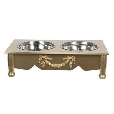 Clayre & Eef Krippenhund 2x500 ml Goldfarbig Holz (Gr. 41x22x12 cm / 2x500 ml)