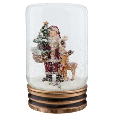 Clayre & Eef Schneekugel Weihnachtsmann Ø 5x9 cm Rot Glas (Gr. Ø 5x9 cm)