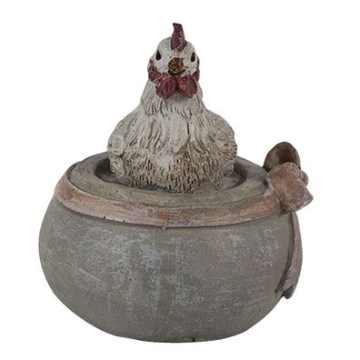 Clayre & Eef Anhänger Huhn 6x5x6 cm Grau Beige Polyresin (Gr. 6x5x6 cm)