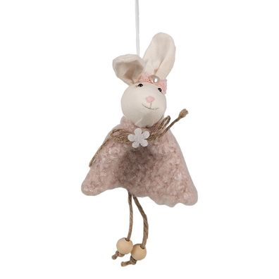 Clayre & Eef Oster-Anhänger Kaninchen 16 cm Rosa Baumwolle (Gr. 8x3x16 cm)