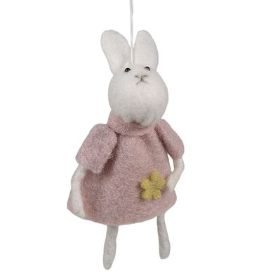 Clayre & Eef Oster-Anhänger Kaninchen 13 cm Rosa Synthetisch (Gr. 6x3x13 cm)