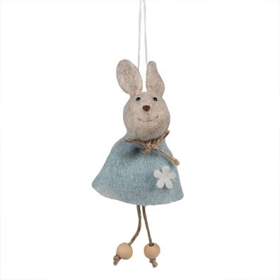 Clayre & Eef Oster-Anhänger Kaninchen 14 cm Blau Synthetisch (Gr. 6x3x13 cm)