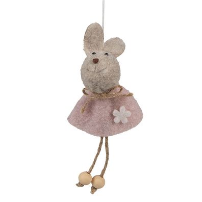 Clayre & Eef Oster-Anhänger Kaninchen 13 cm Rosa Synthetisch (Gr. 6x3x13 cm)