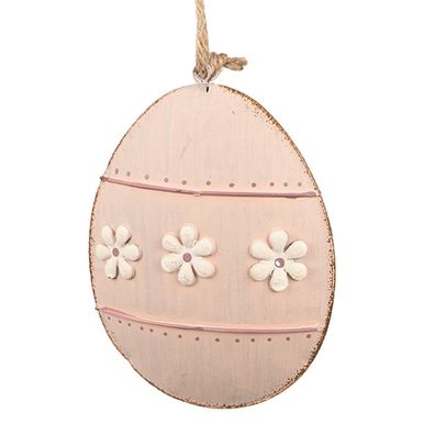 Clayre & Eef Oster-Anhänger Ei 8 cm Rosa Metall (Gr. 10x2x8 cm)