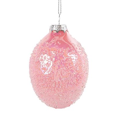 Clayre & Eef Oster-Anhänger Ei Ø 6x9 cm Rosa Glas (Gr. Ø 6x9 cm)