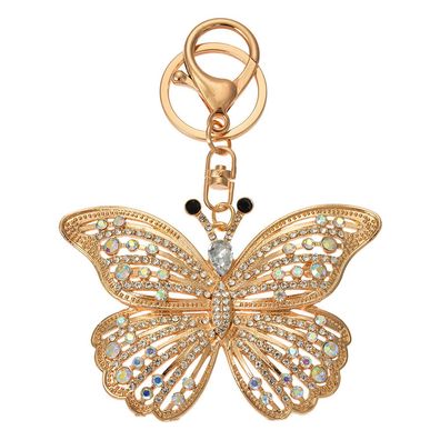 Clayre & Eef Schlüsselanhänger Schmetterling 6x2x8 cm Goldfarbig Metall