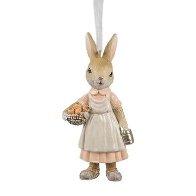 Clayre & Eef Oster-Anhänger Kaninchen 12 cm Beige Kunststoff (Gr. 6x3x12 cm)