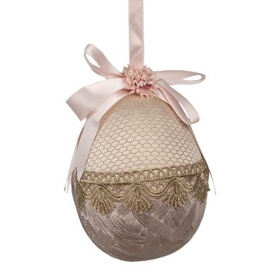 Clayre & Eef Oster-Anhänger Ei Ø 14x18 cm Beige Textil (Gr. Ø 14x18 cm)