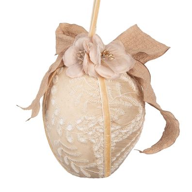 Clayre & Eef Oster-Anhänger Ei Ø 11x17 cm Beige Textil (Gr. Ø 11x17 cm)