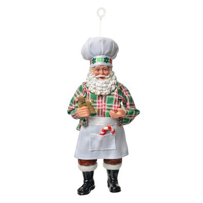 Clayre & Eef Weihnachtsanhänger Weihnachtsmann 17 cm Weiß Textil (Gr. 10x6x17 cm)