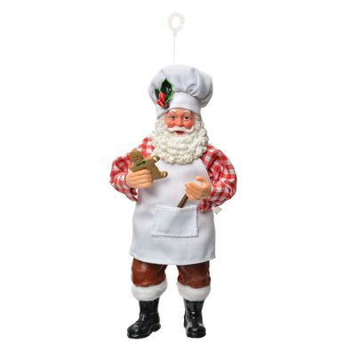 Clayre & Eef Weihnachtsanhänger Weihnachtsmann 17 cm Weiß Textil (Gr. 9x6x17 cm)