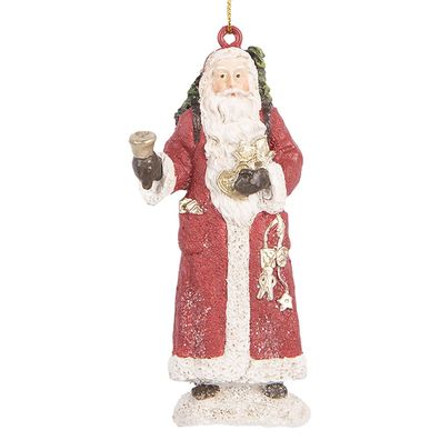 Clayre & Eef Weihnachtsanhänger Weihnachtsmann 5x3x11 cm Rot Kunststoff