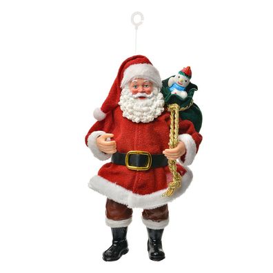 Clayre & Eef Weihnachtsanhänger Weihnachtsmann 17 cm Rot Textil (Gr. 10x6x17 cm)