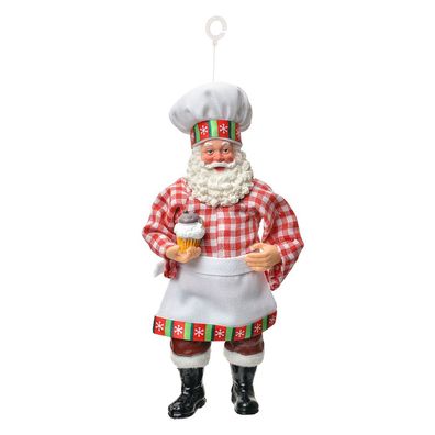 Clayre & Eef Weihnachtsanhänger Weihnachtsmann 17 cm Weiß Textil (Gr. 9x6x17 cm)