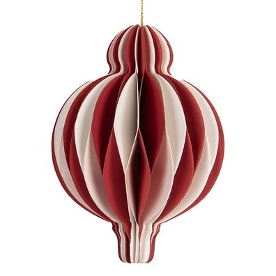 Clayre & Eef Weihnachtsanhänger Ø 7x10 cm Rot Weiß Papier (Gr. Ø 7x10 cm)