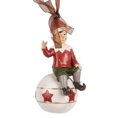 Clayre & Eef Weihnachtsanhänger Elf 5x5x10 cm Rot Kunststoff (Gr. 5x5x10 cm)