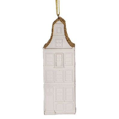 Clayre & Eef Weihnachtsanhänger Haus 11 cm Weiß Kunststoff (Gr. 4x4x11 cm)