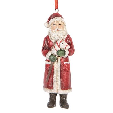 Clayre & Eef Weihnachtsanhänger Weihnachtsmann 11 cm Rot Kunststoff (Gr. 4x3x11 cm)