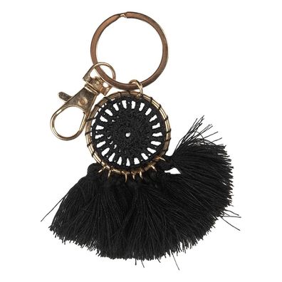 Clayre & Eef Schlüsselanhänger 7 cm Schwarz Synthetisch (Gr. 4x1x7 cm)