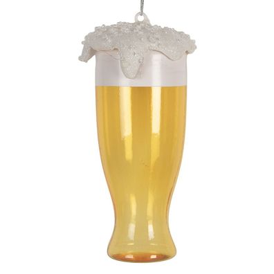 Clayre & Eef Weihnachtsanhänger Ø 7x14 cm Gelb Glas (Gr. Ø 7x14 cm)