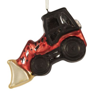 Clayre & Eef Weihnachtsanhänger Traktor 12x4x8 cm Rot Glas (Gr. 12x4x8 cm)