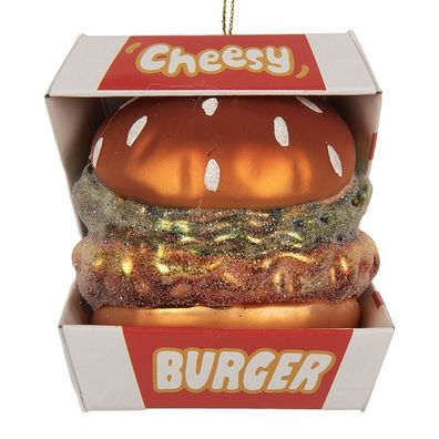 Clayre & Eef Weihnachtsanhänger 7x7x8 cm Rot Glas (Gr. 7x7x8 cm)