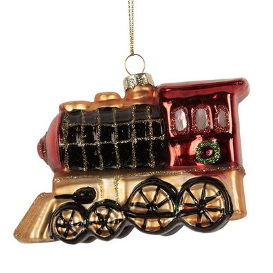 Clayre & Eef Weihnachtsanhänger Zug 10x5x6 cm Rot Glas (Gr. 10x5x6 cm)