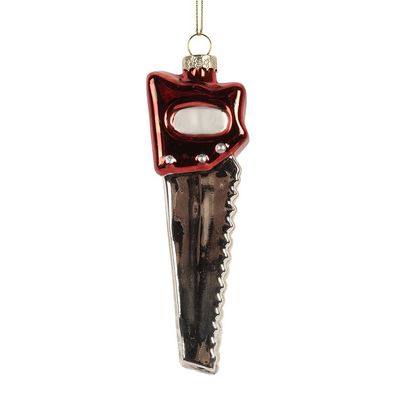 Clayre & Eef Weihnachtsanhänger 4x3x13 cm Silberfarbig Glas (Gr. 4x3x13 cm)