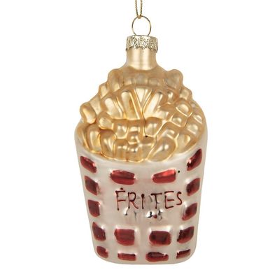 Clayre & Eef Weihnachtsanhänger 6x3x10 cm Weiß Glas (Gr. 6x3x10 cm)