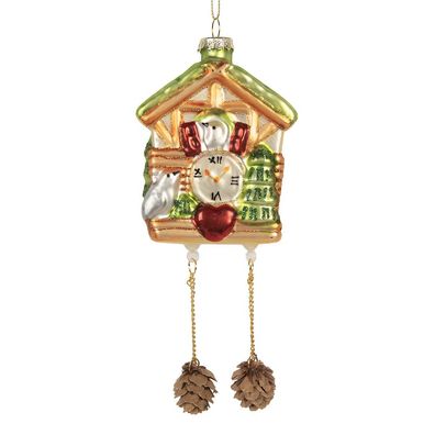 Clayre & Eef Weihnachtsanhänger 7x4x10/17 cm Braun Glas (Gr. 7x4x10/17 cm)